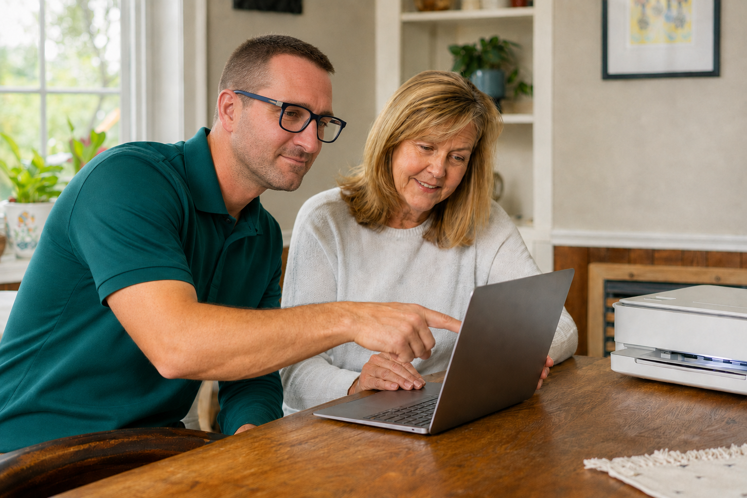 Charley Barker providing patient, in-home computer support to a residential customer